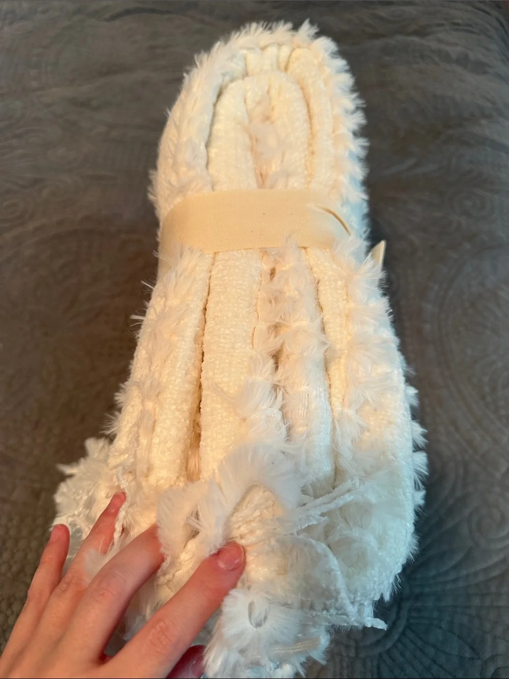 Pier 1 Cream Textured Fringe Throw Blanket